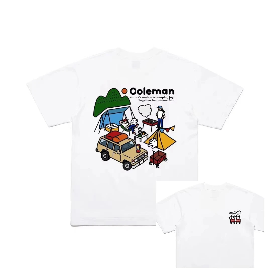 A Trendy Short-sleeved T-shirt for Men's 2026 Summer Collection, Featuring A Loose and Casual Fit for Camping and Outdoor Use