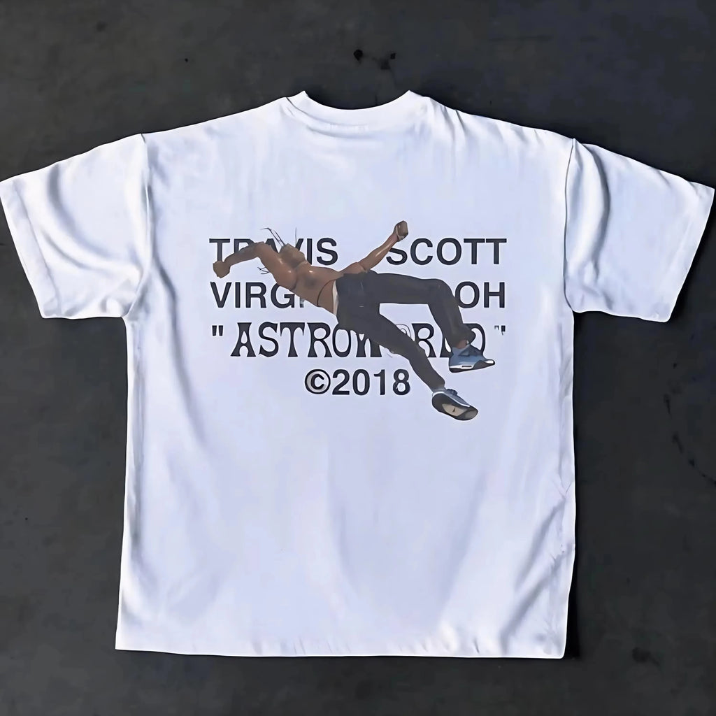 2026 Short-sleeved T-shirt By Travis Scott - Hip-hop Rap Heavyweight Pure Cotton Shirt. High Quality, Comfortable