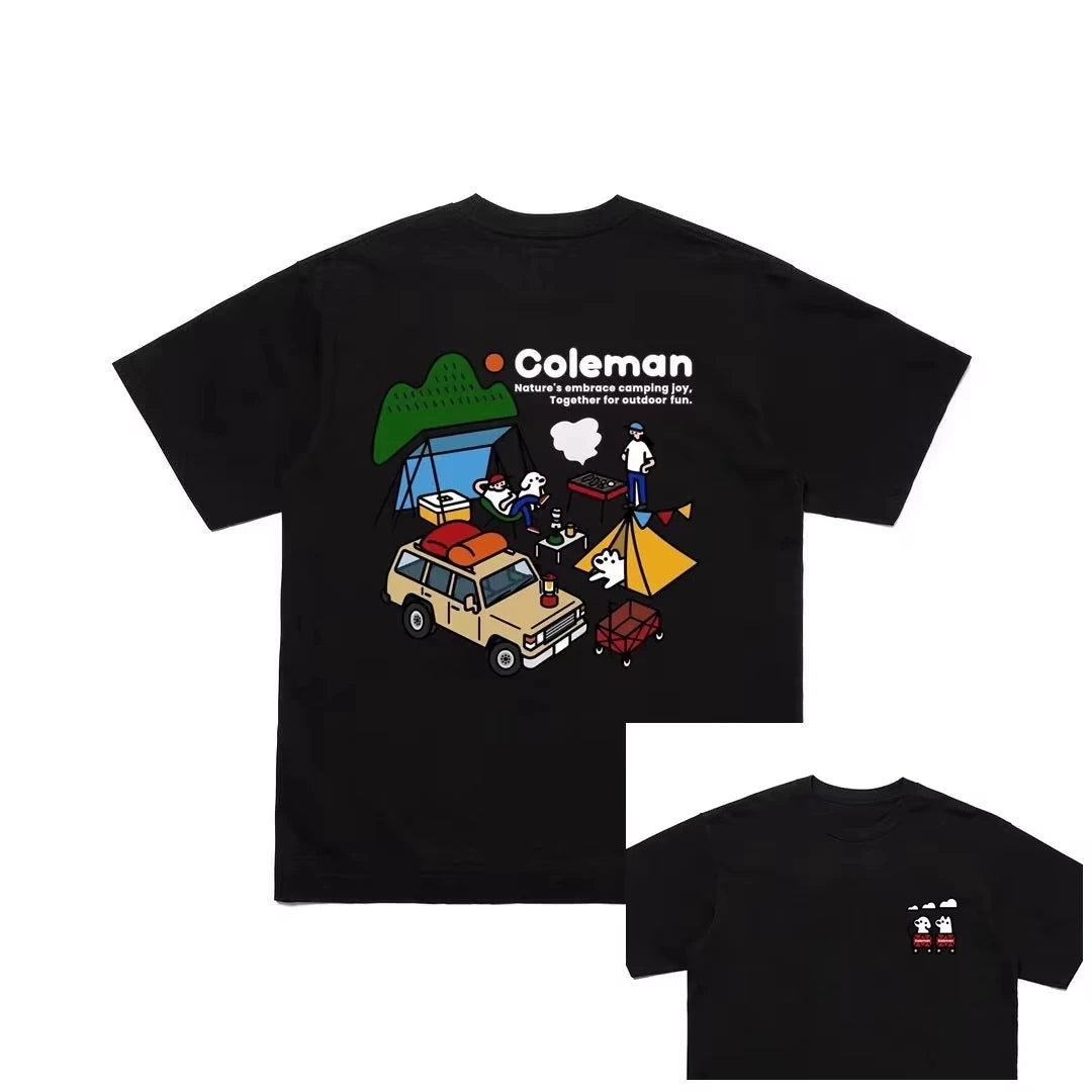 A Trendy Short-sleeved T-shirt for Men's 2026 Summer Collection, Featuring A Loose and Casual Fit for Camping and Outdoor Use